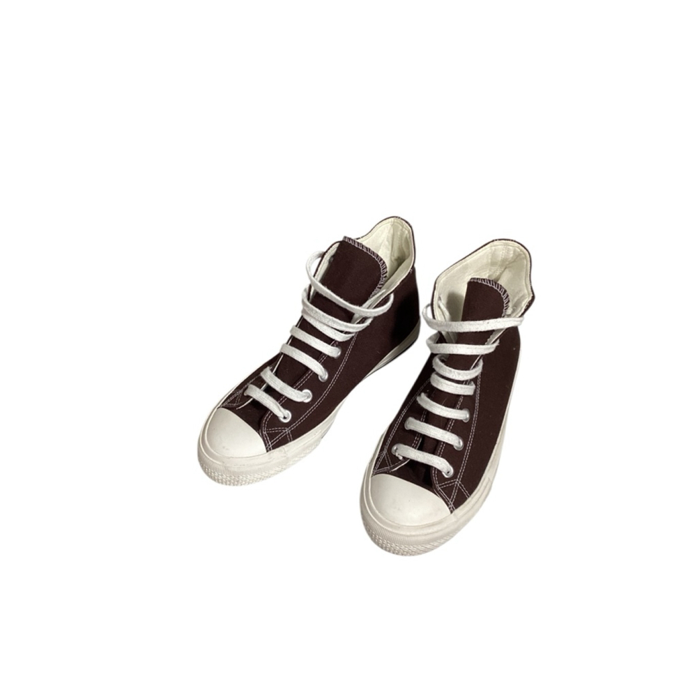 Women’s size 9 Chocolate Brown & White High-Top Casual Canvas Sneakers Unisex - Picture 2 of 8